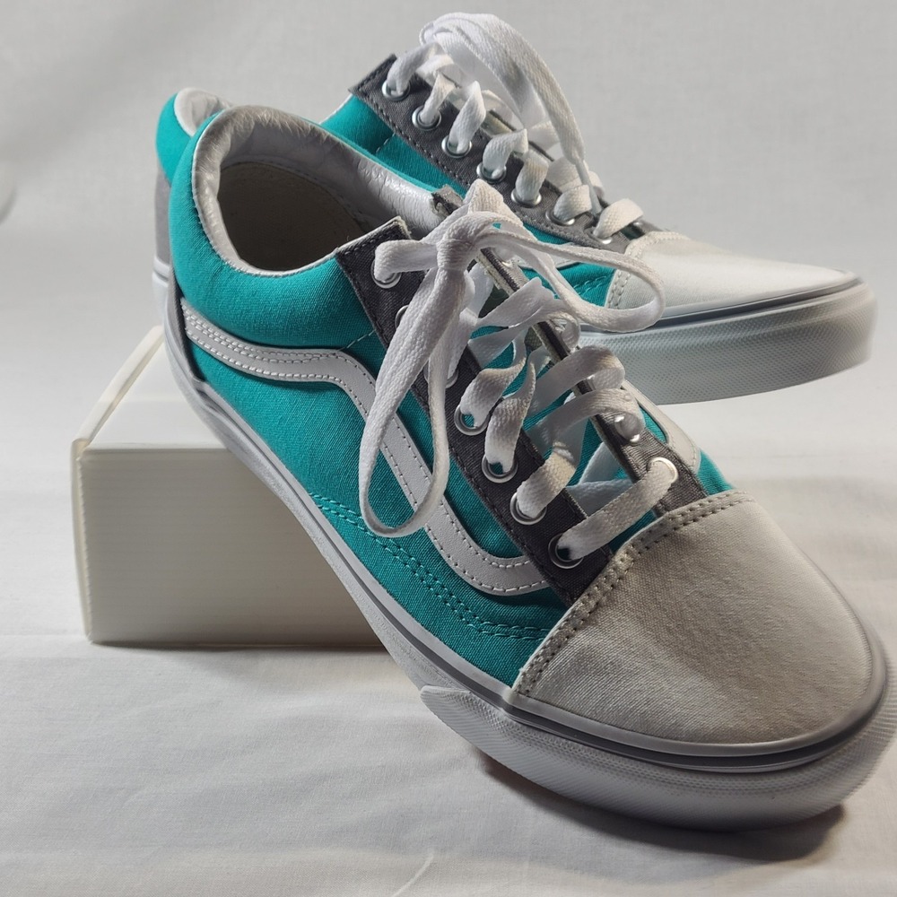 Vans Ols Skool Teal Gray Custom Shoes Men's 8 / Women's 9.5 New